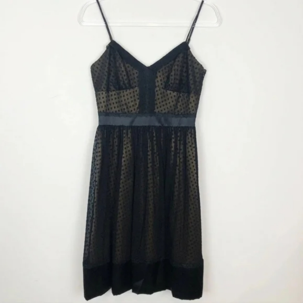 Laundry by Shelli Segal black silk polyester polka dot cocktail dress size 12 - Picture 3 of 10